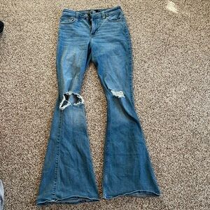 Hollister High Rise Flare Distressed Jeans Size 27L